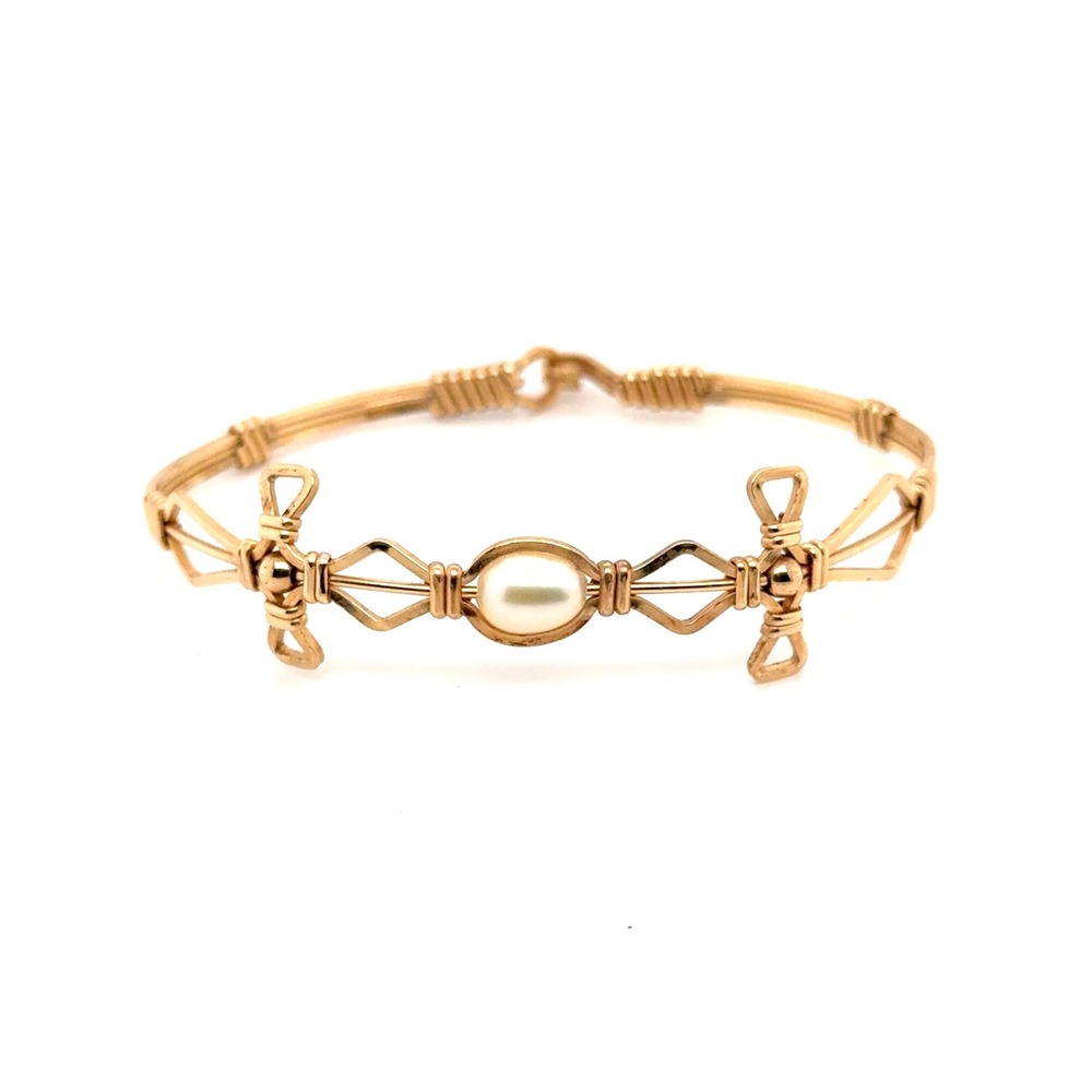 Ronaldo Designer Renewal Bracelet 14k Gold Filled Artist Wire Pearl Bangle